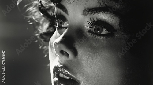 black and white retro photo of a beautiful woman