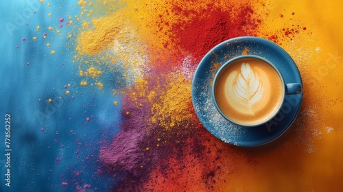 cup of coffee on the colorful background