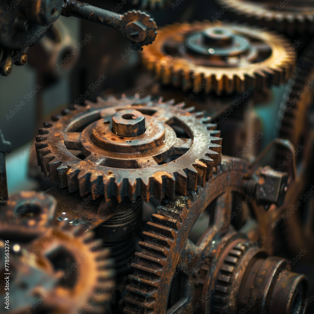 Close-up of Rustic Steampunk Gears and Cogs Close-up of Rustic Steampunk Gears and Cogs