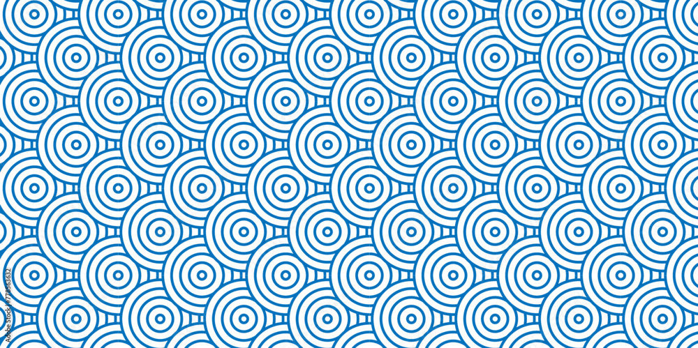 Abstract Minimal overlapping diamond geometric waves spiral abstract circle wave line. blue seamless tile stripe geometric create retro square line backdrop pattern background.