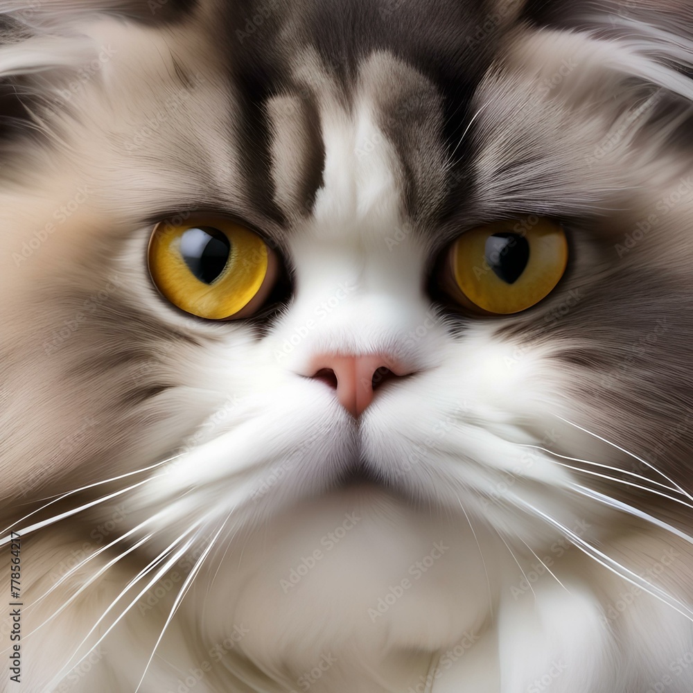 A fluffy Persian cat with a luxurious coat, grooming itself with meticulous care1
