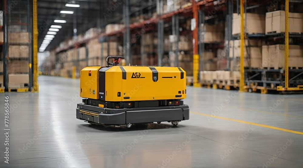 AGV (Automated guided vehicle) in warehouse logistic and transport.generative.ai