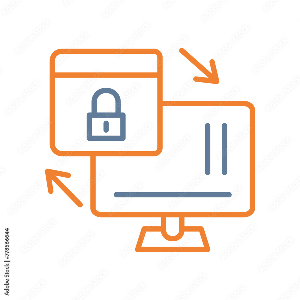 Secured Backup Line Two Color Icon Secured Backup Line Two Color Icon