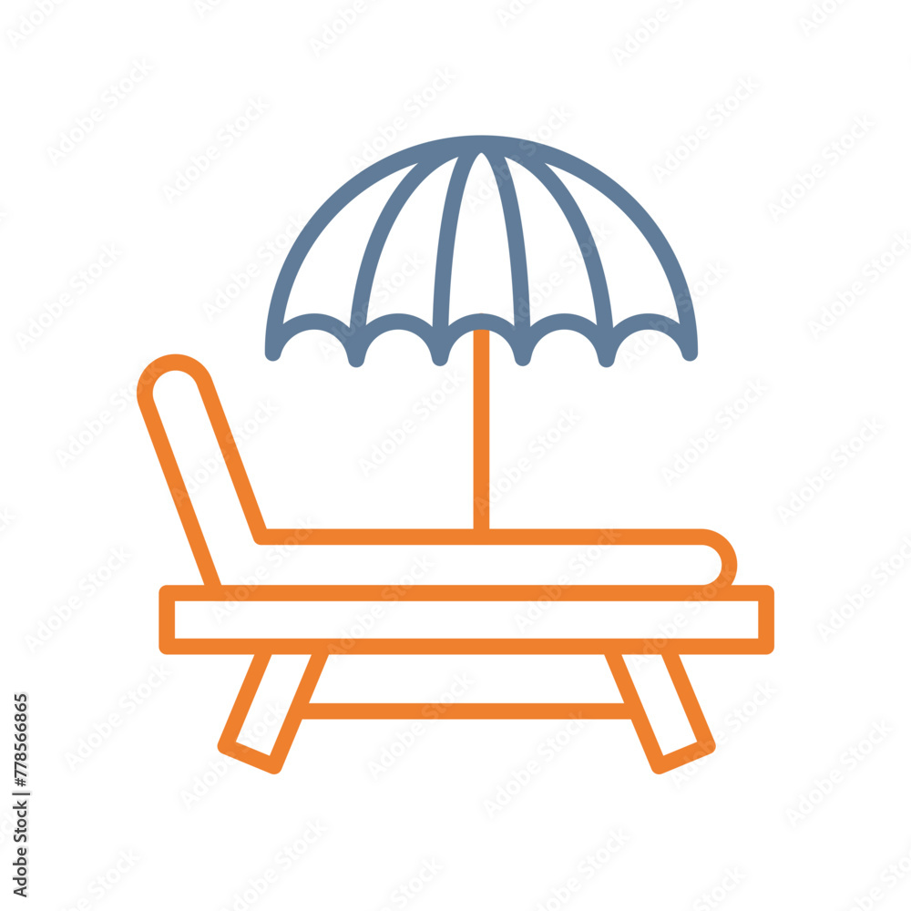 Sunbed Line Two Color Icon Sunbed Line Two Color Icon