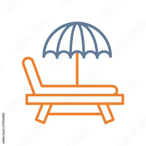 Sunbed Line Two Color Icon