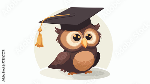 Cute owl graduation cartoon of vector illustration