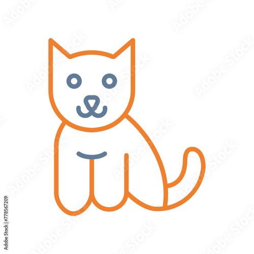 Cat Line Two Color Icon