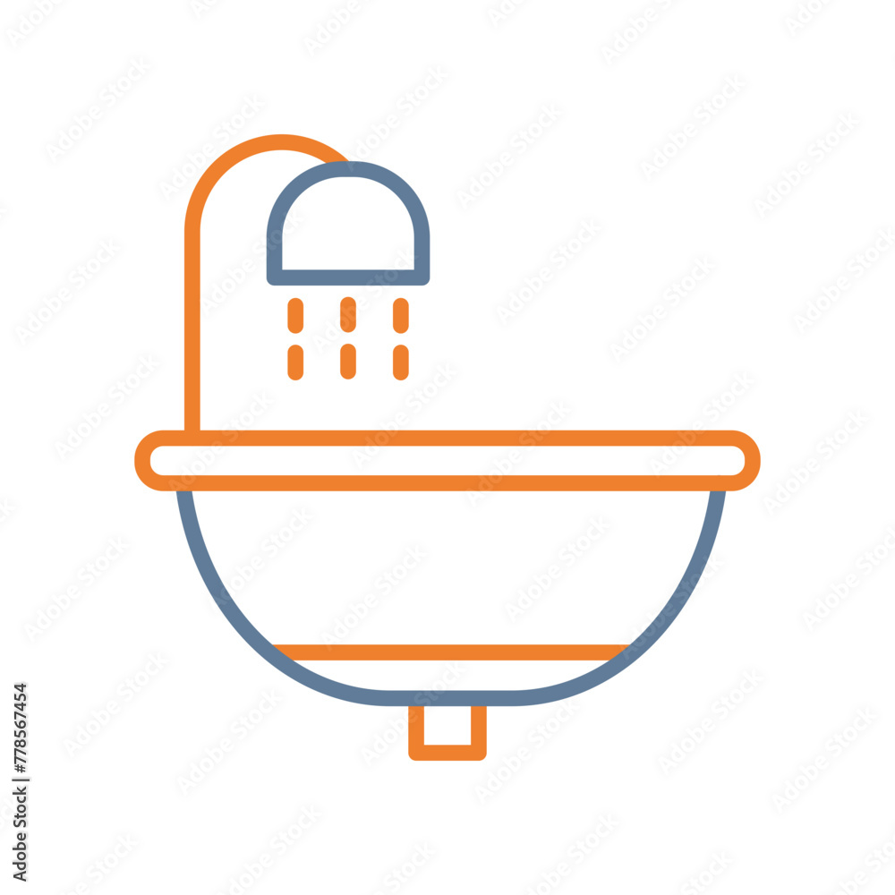 Bathtub Line Two Color Icon Bathtub Line Two Color Icon