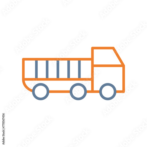 Dumper Truck Line Two Color Icon