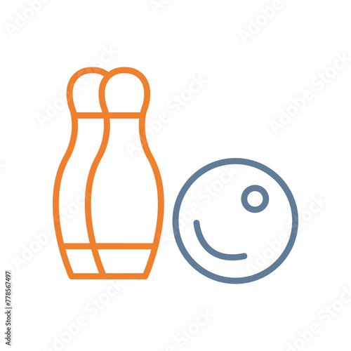 Bowling Line Two Color Icon