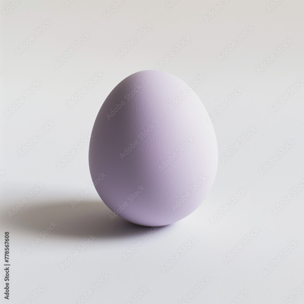 Single lavender egg, matte texture, soft lighting, simplicity concept on a plain white background Single lavender egg, matte texture, soft lighting, simplicity concept on a plain white background