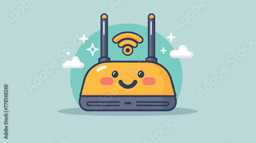 Cute wifi router icon illustration vector graphic 2