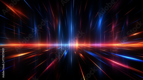 Vibrant 3D Digital Speed Light Streaks in Neon Blue and Red