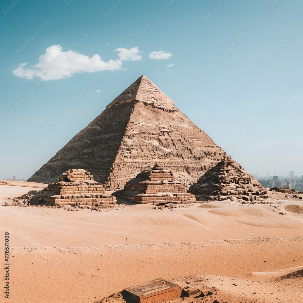 Majestic Egyptian Pyramid under Clear Blue Sky Majestic Egyptian Pyramid under Clear Blue Sky