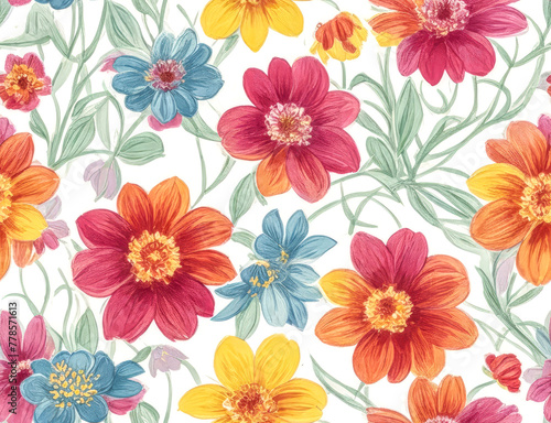 Seamless floral pattern, watercolor illustration style, wallpaper design. Generative ai