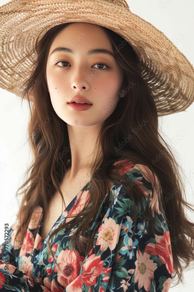 Full face no crop of a Pretty Young Japanese Super Model in a Boho ...