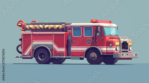 Fire Truck Cartoon Illustration 2d flat cartoon vac