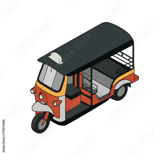 Taxi Tuk Tuk Vietnam Isometric