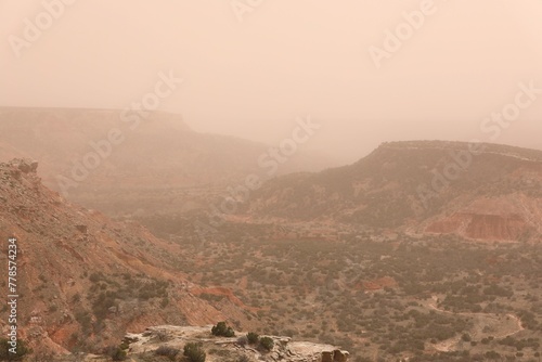 Panaramic View of the Palo Duro Canyon During a Dust Storm photo
