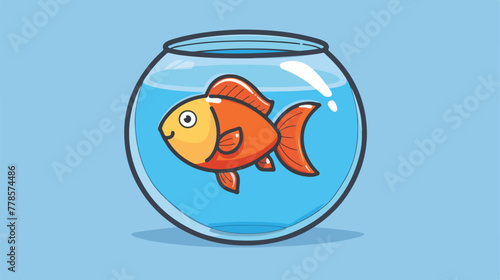 Fish bowl line icon illustration vector graphic 2d