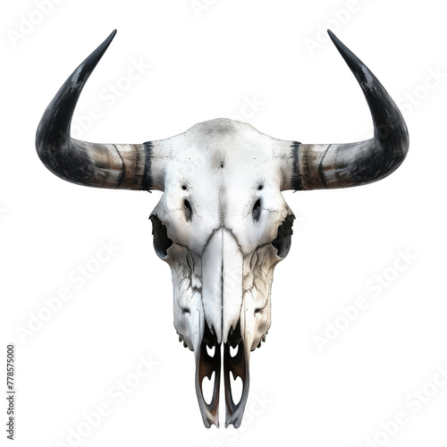 Bull skull isolated on transparent background. Intriguing symbol of strength and resilience in nature