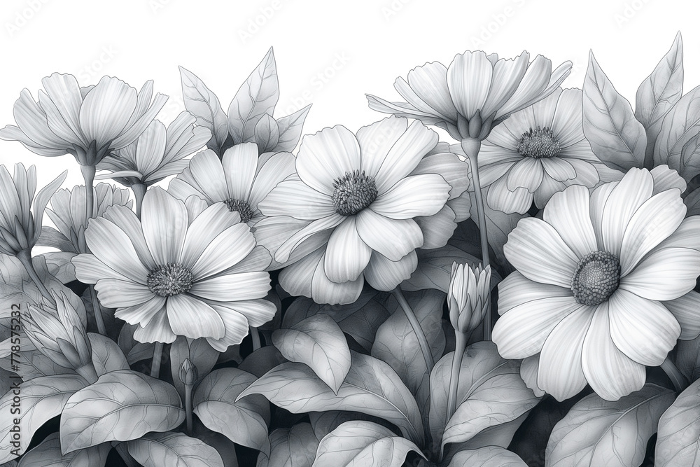 Fototapeta premium Detailed drawing sketch of marigold bouquet isolated on transparent background