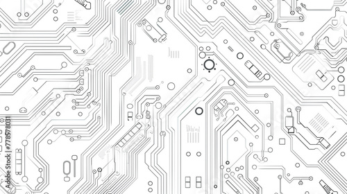 schematic outline drawing of circuit board on a white background
