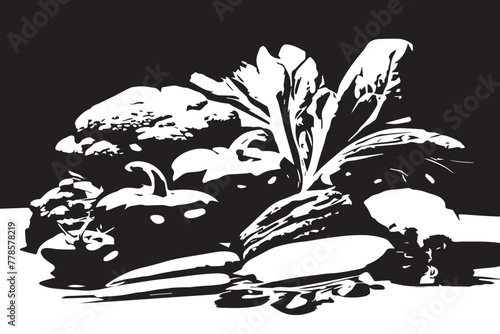 black and vegetable