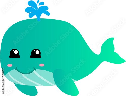 cute whale cartoon  sea animal 