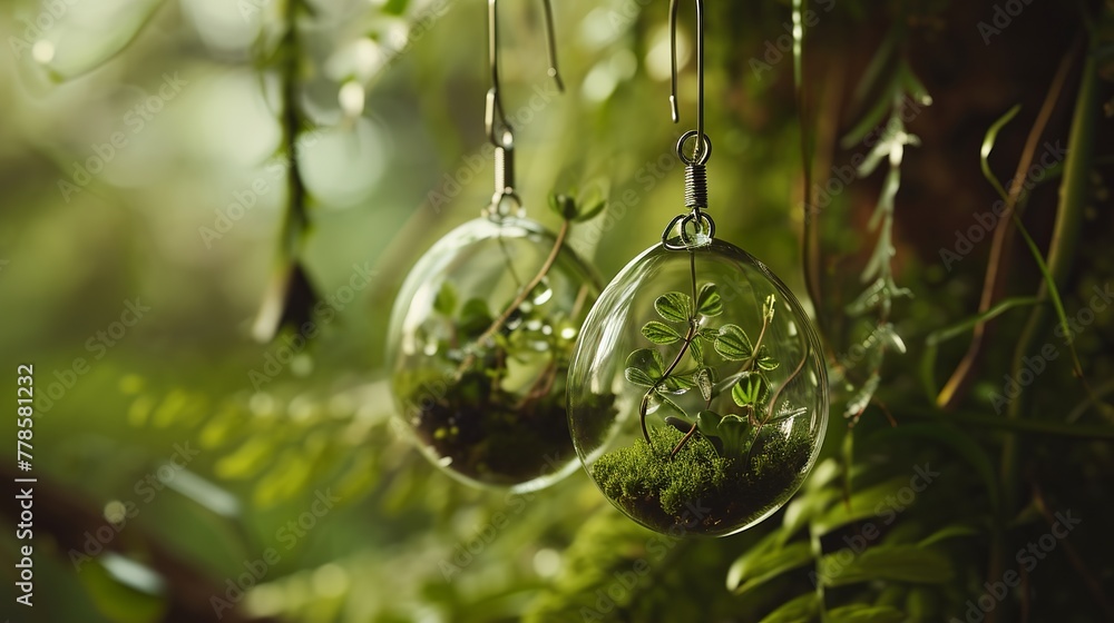 Handcrafted Botanical Earrings with Miniature Greenery in Clear Resin Drops: A Unique Accessory for Plant Enthusiasts Handcrafted Botanical Earrings with Miniature Greenery in Clear Resin Drops: A Unique Accessory for Plant Enthusiasts
