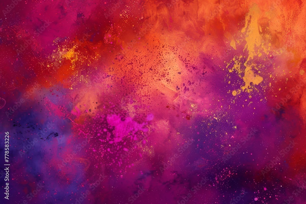 Holi style abstract colorful background in red and purple hues.