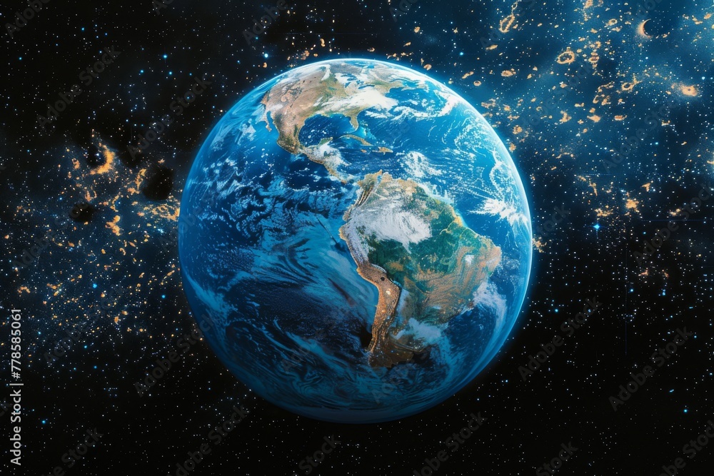 View of planet Earth from space. A mesmerizing perspective of our home planet. View of planet Earth from space. A mesmerizing perspective of our home planet.