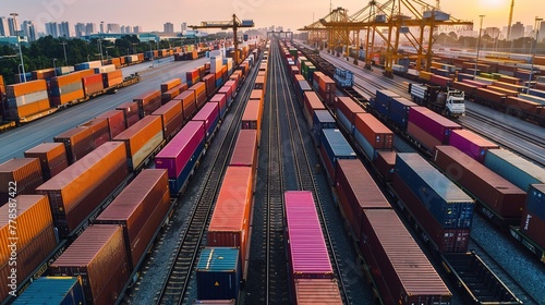 logistic train in inland port