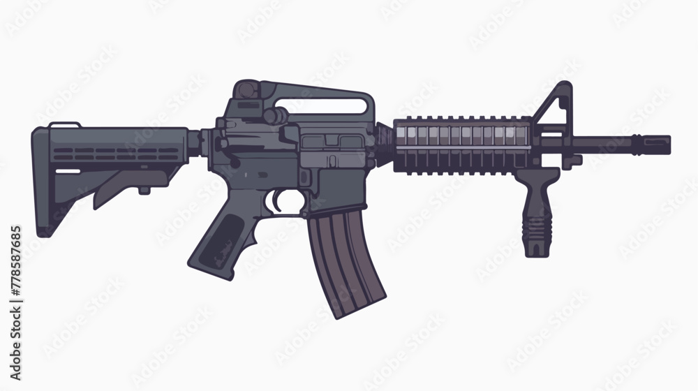 Illustration of an automatic rifle. Isolated on whi