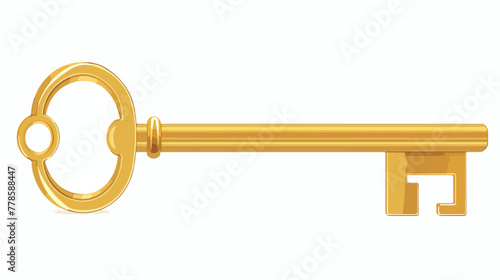 Illustration of gold key. Isolated on white 2d flat photo