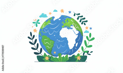 earth day illustration flat color style