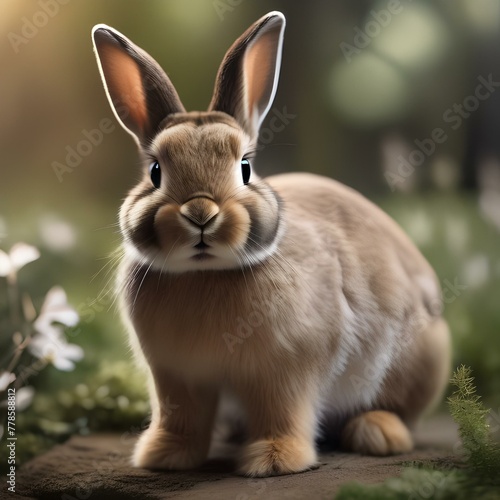 An adorable bunny with floppy ears, sitting up on its hind legs to beg for a treat5 © Ai.Art.Creations