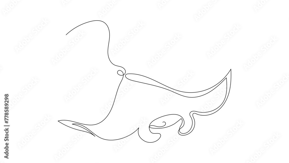 Manta ray in continuous one line art style. Aquatic logo concept. Simple vector illustration Manta ray in continuous one line art style. Aquatic logo concept. Simple vector illustration