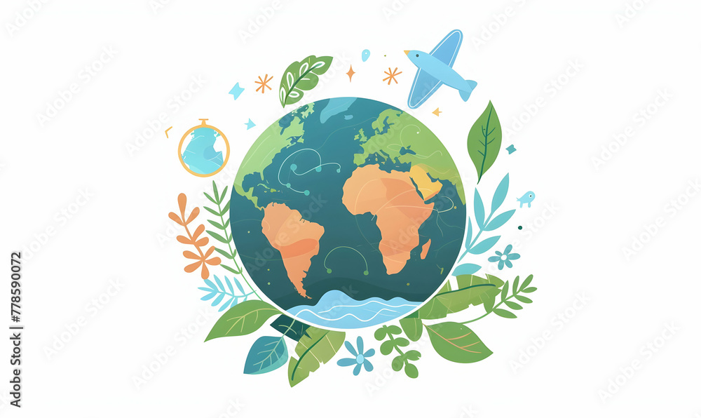 earth day illustration flat color style