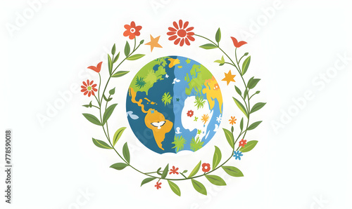 earth day illustration flat color style