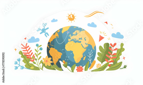 earth day illustration flat color style © Ilham