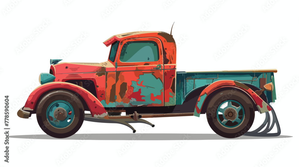 Junk Car. Cartoon Illustration 2d flat cartoon vact