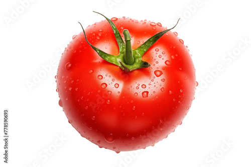 Tomatoes isolated on white. Tomato with drops. Full depth of field.
