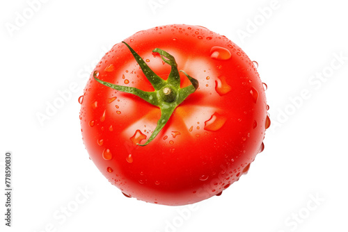 Tomatoes isolated on white. Tomato with drops. Full depth of field.