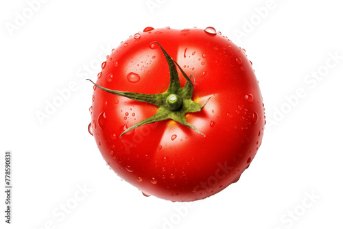 Tomatoes isolated on white. Tomato with drops. Full depth of field.