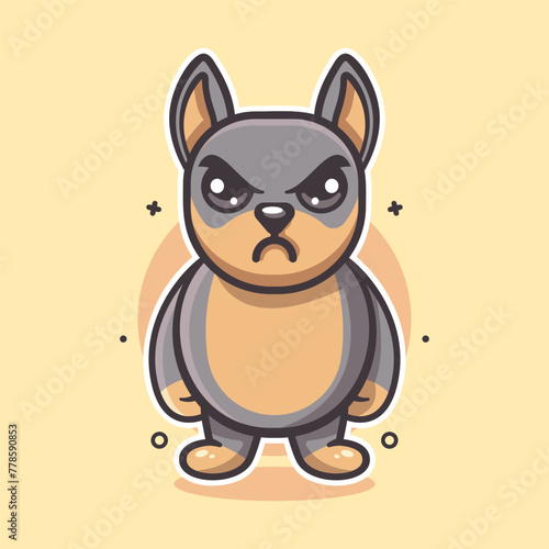 serious doberman dog animal character mascot with angry expression isolated cartoon