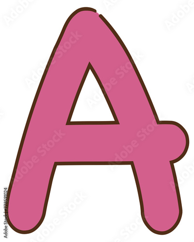 pink with brown border letter A