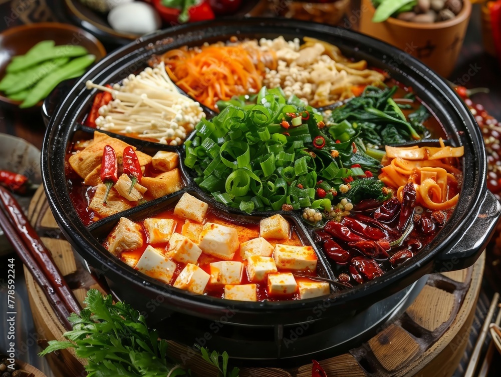 Deluxe vegetarian hotpot a fusion of exquisite veggies and herbs for a refined Deluxe vegetarian hotpot a fusion of exquisite veggies and herbs for a refined