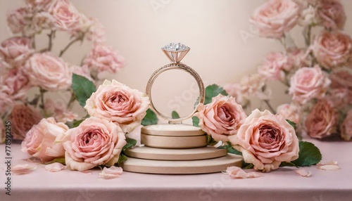 バラに囲まれたロマンティックな婚約指輪 Engage Ring