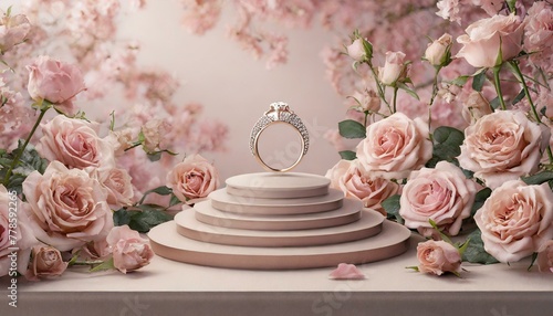 バラに囲まれたロマンティックな婚約指輪　Engage Ring photo